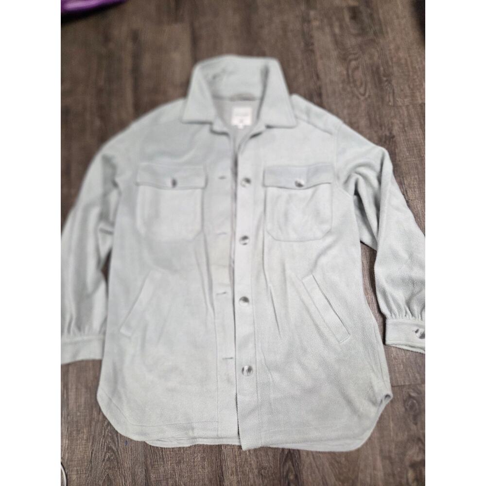 Gentle Fawn Light Aqua Shacket Fleece Heavy Button Front Shirt Long Sleeve XS